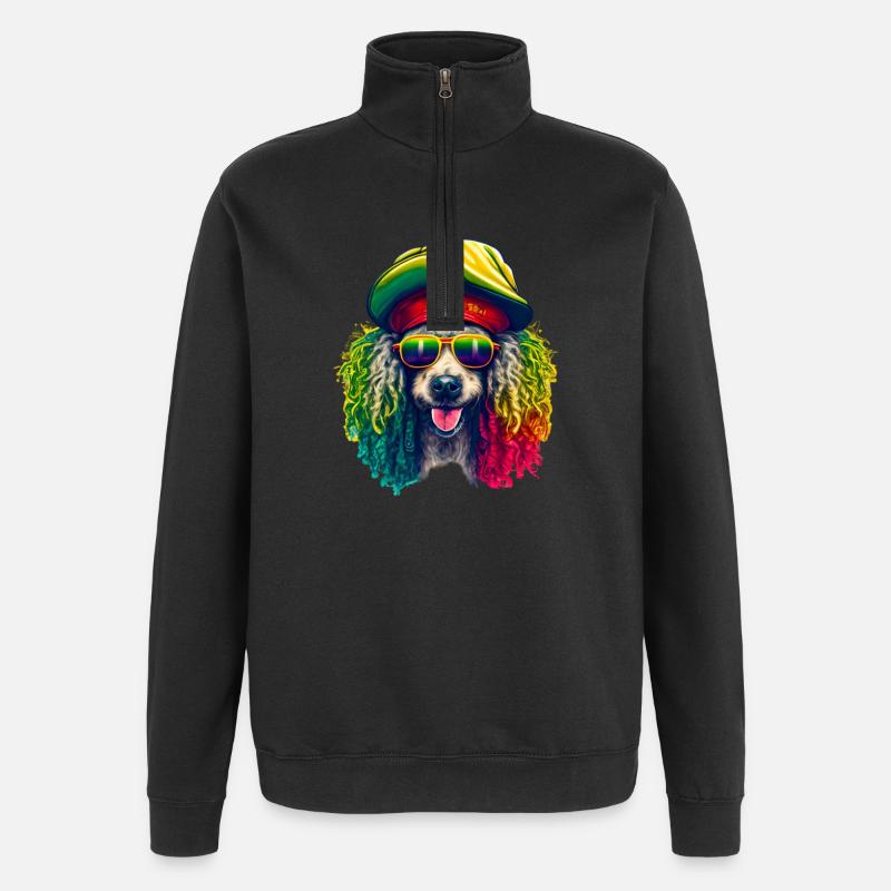 Cooler Rasta-Pudel bunt - Quarter-Zip-Sweatshirt - Schwarz