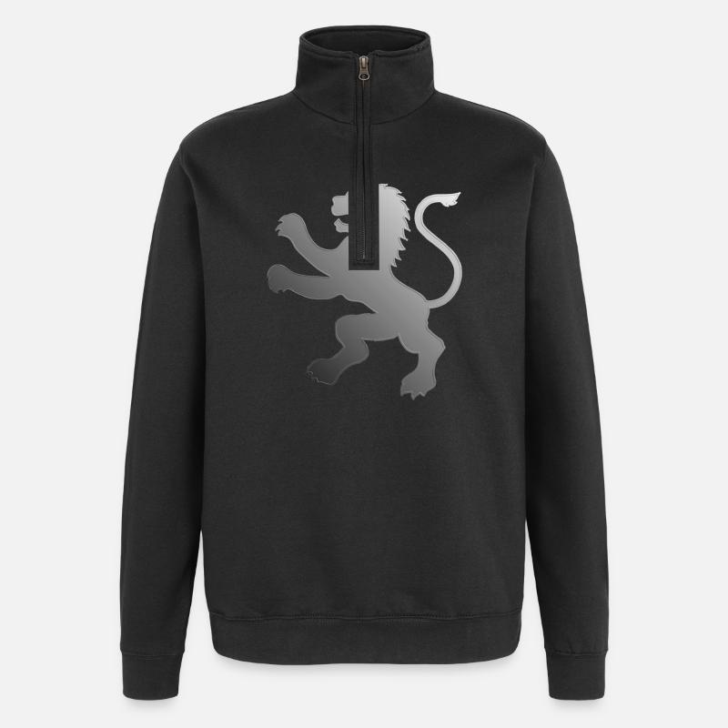 Lion en relief Animal héraldique - Sweat à zip 1/4 - noir