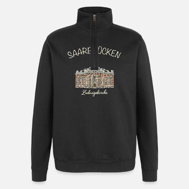 Saarbrücken, Ludwigskirche - Quarter-Zip-Sweatshirt - Schwarz