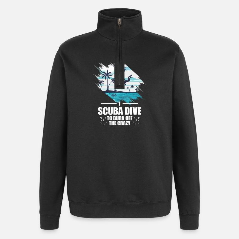 Scuba Diver Speerfischen Design - Quarter-Zip-Sweatshirt - Schwarz