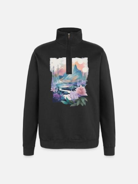 Flower landscape - Quarter-Zip Sweatshirt - black