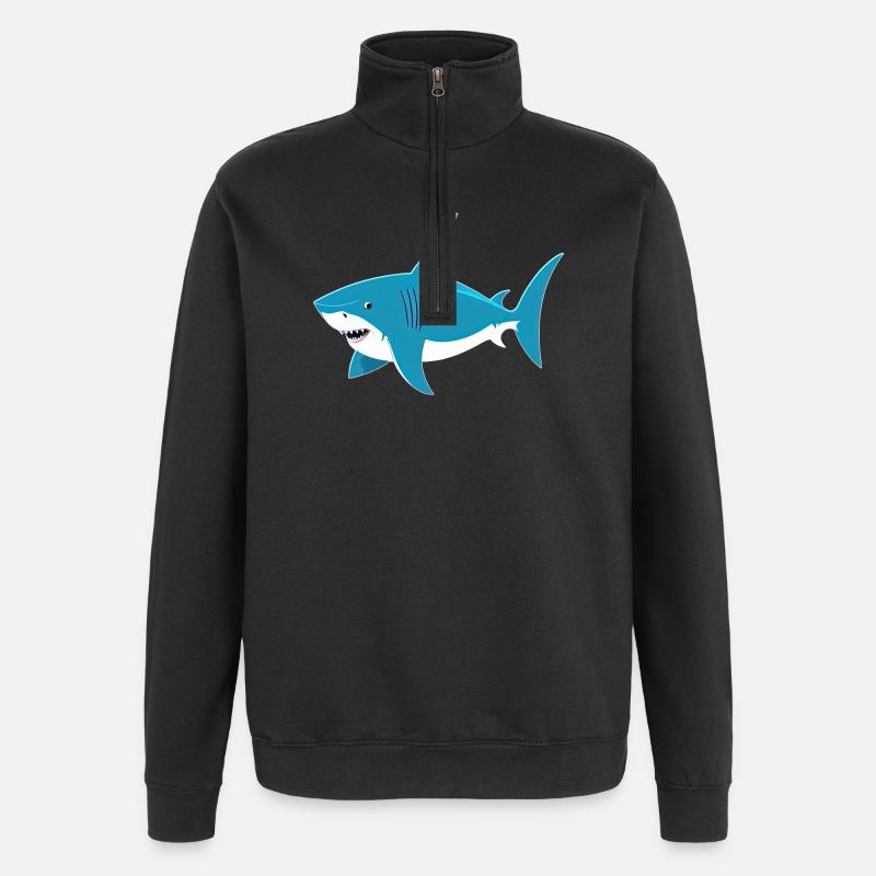 Requin - Sweat à zip 1/4 - noir