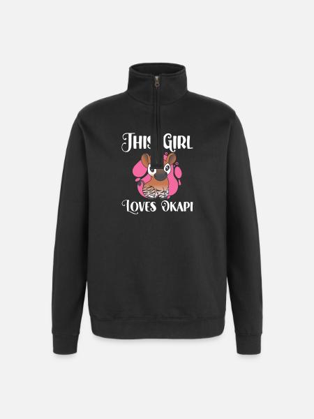 This girl loves okapi - Quarter-Zip Sweatshirt - black