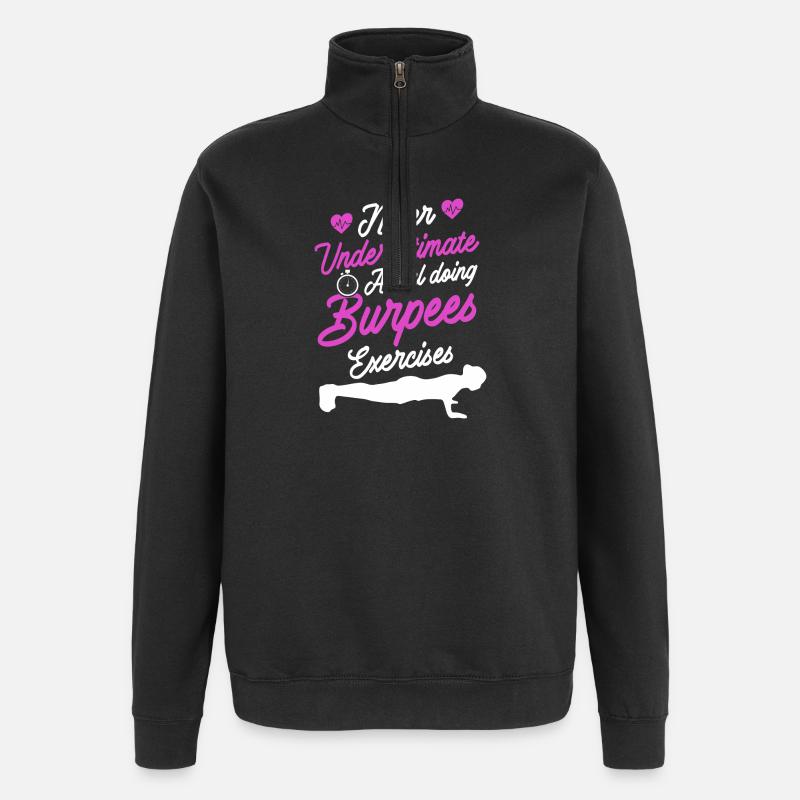 Design Burpees - Sweat à zip 1/4 - noir