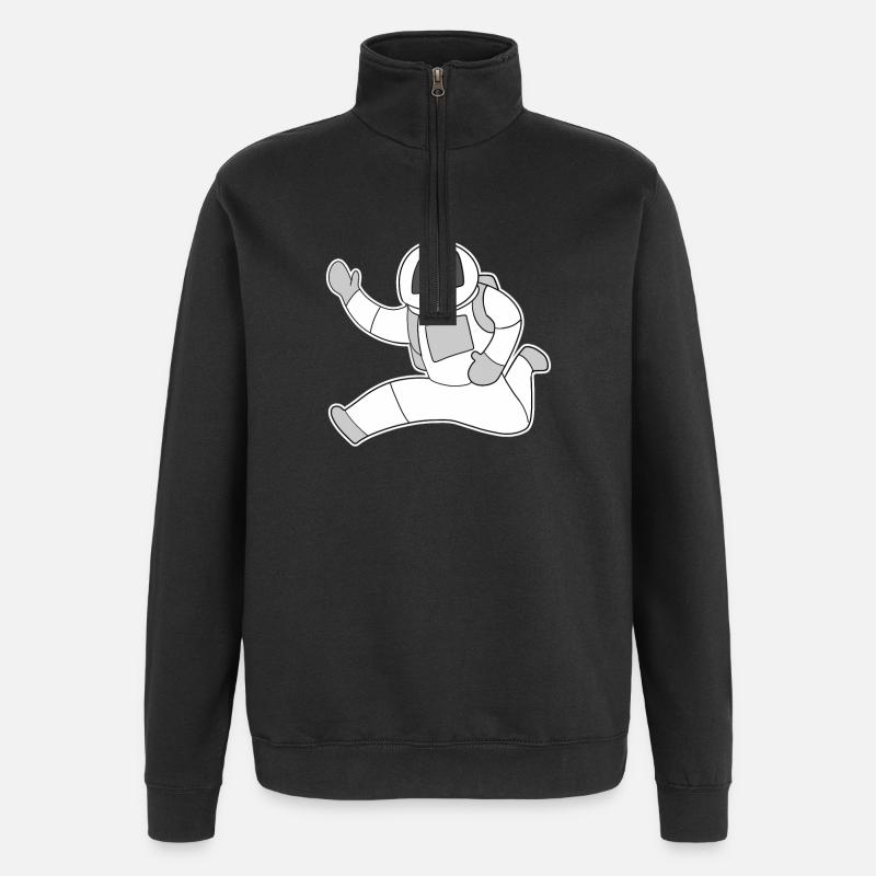 Astronaut Motiv - Quarter-Zip-Sweatshirt - Schwarz