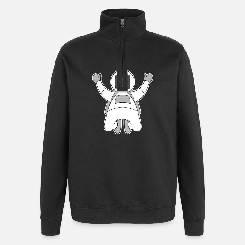 Astronaut Motiv - Quarter-Zip-Sweatshirt - Schwarz