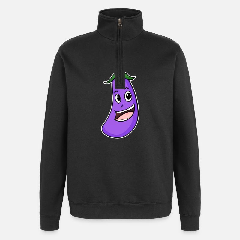 Eggplant motif - Quarter-Zip Sweatshirt - black