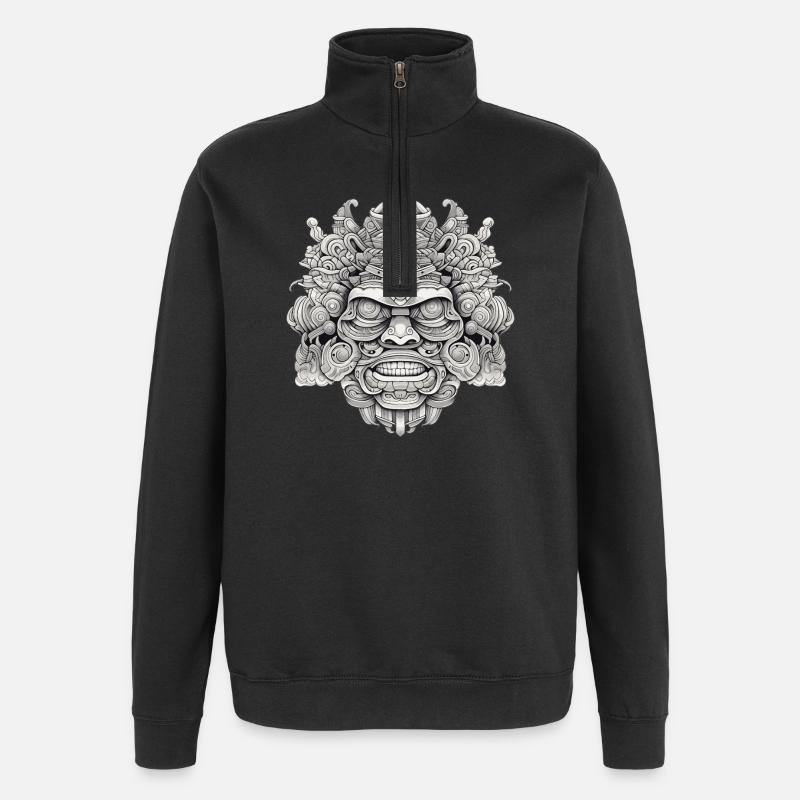 Tête psychédélique - Sweat à zip 1/4 - noir