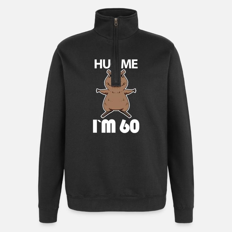 60 ans - 60 ans - câlin - Sweat à zip 1/4 - noir