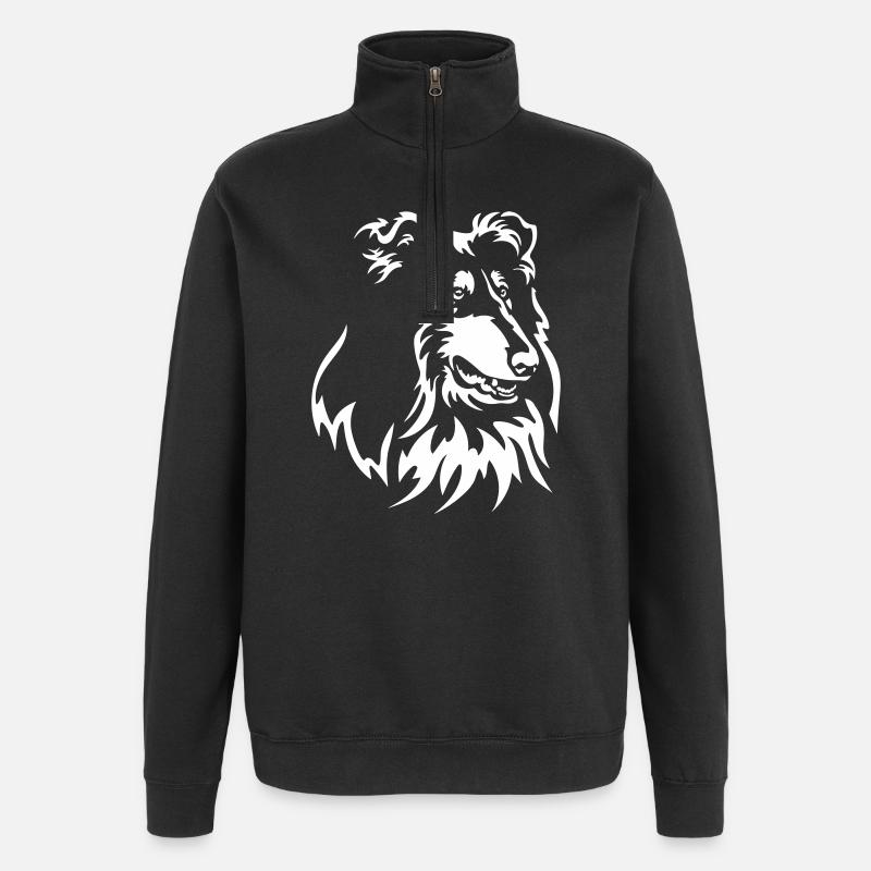 Collie Kopf "Black Edition" - Quarter-Zip-Sweatshirt - Schwarz