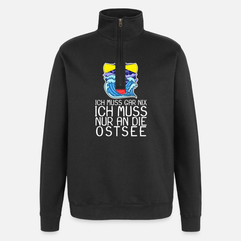 Ostsee Spruch - Quarter-Zip-Sweatshirt - Schwarz