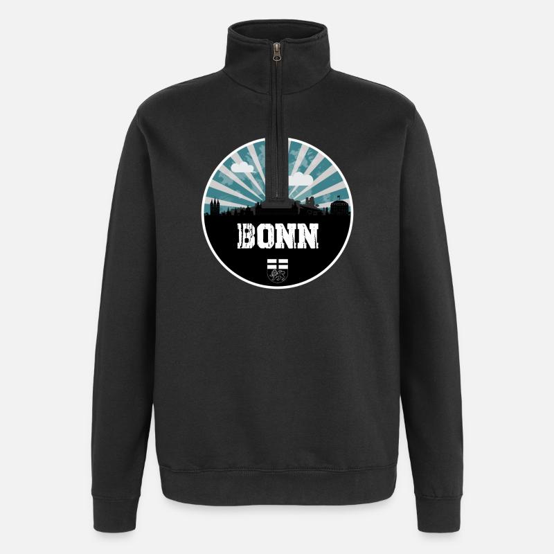 Bonn Skyline Blue Hour - Quarter-Zip Sweatshirt - black