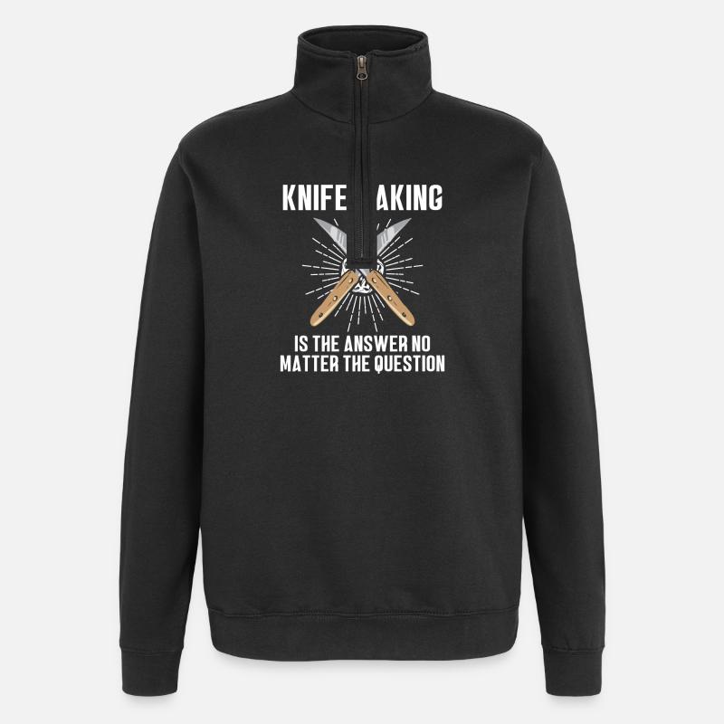 Knife Making Messerset Design - Quarter-Zip-Sweatshirt - Schwarz