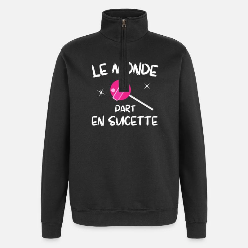 planète terre, sauver la planète - Sweat à zip 1/4 - noir