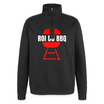 roi du BBQ, fan de barbecue, barbecue - Sweat à zip 1/4 - noir - Devant - AI Model Female 172 light (172cm) & AI Model Male 178 dark (178cm)