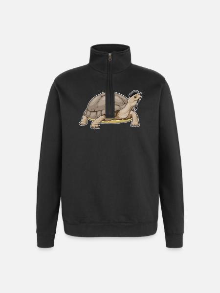Turtle Painter Brush Painting - Quarter-Zip Sweatshirt - black