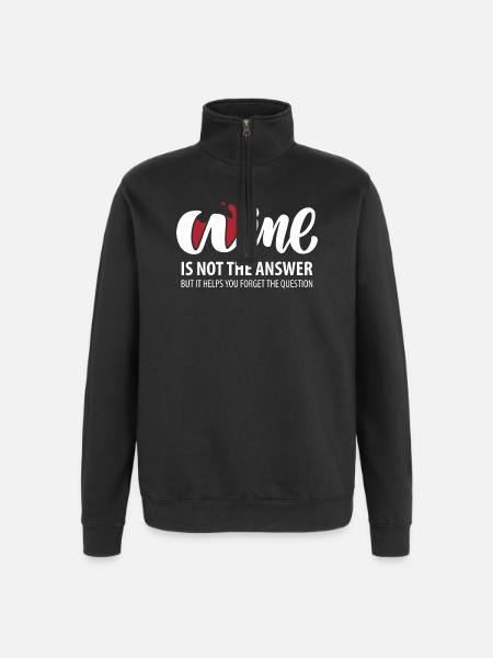 Wine is not the answer (dark) - Quarter-Zip Sweatshirt - black
