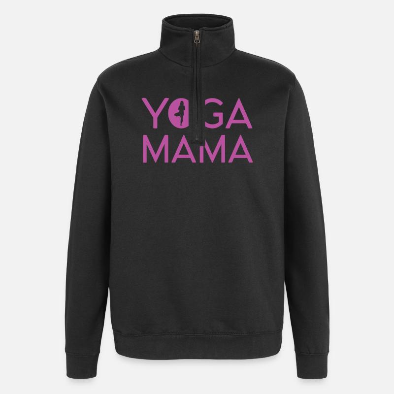 Yoga Mama - Idée cadeau yoga - Sweat à zip 1/4 - noir