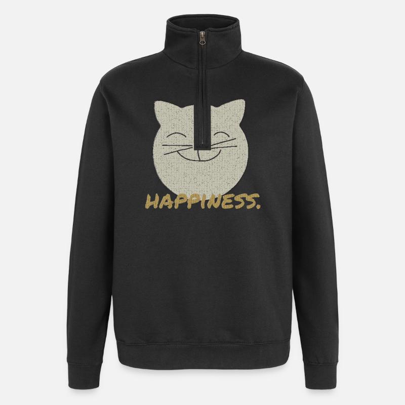 Bonheur de chat - Sweat à zip 1/4 - noir
