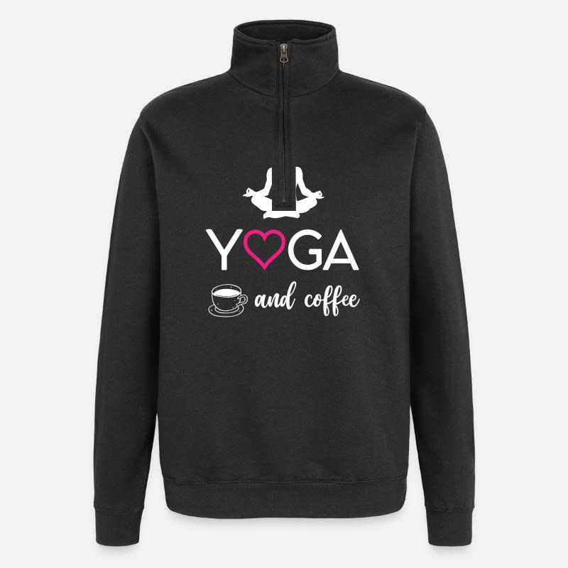 Yoga and Coffee - Quarter-Zip Sweatshirt - black