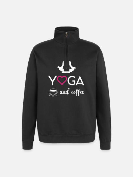 Yoga and Coffee - Quarter-Zip Sweatshirt - black
