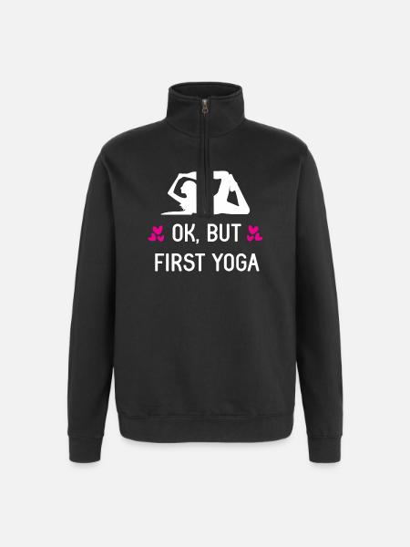 Ok, But First Yoga - Quarter-Zip Sweatshirt - black