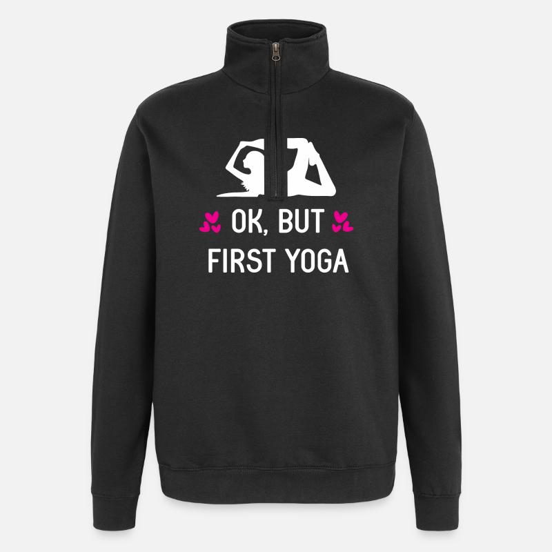Ok, But First Yoga - Quarter-Zip Sweatshirt - black