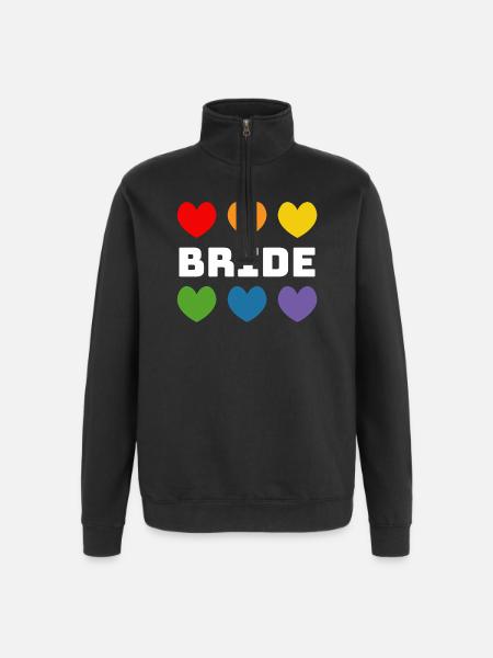Rainbow heart Bride white - Quarter-Zip Sweatshirt - black