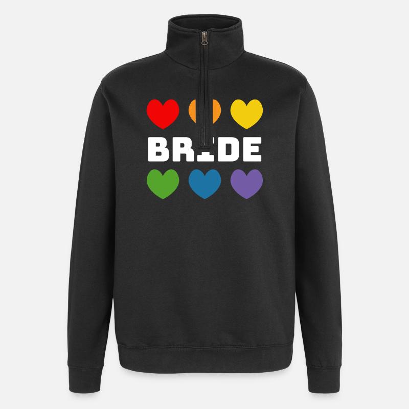 Cœur arc-en-ciel Bride blanc - Sweat à zip 1/4 - noir