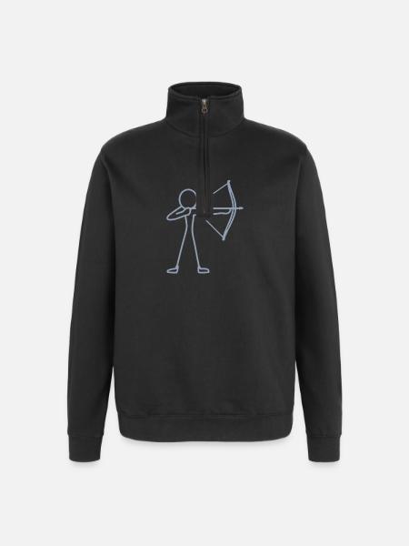 Stick figure bow archery archer - Quarter-Zip Sweatshirt - black