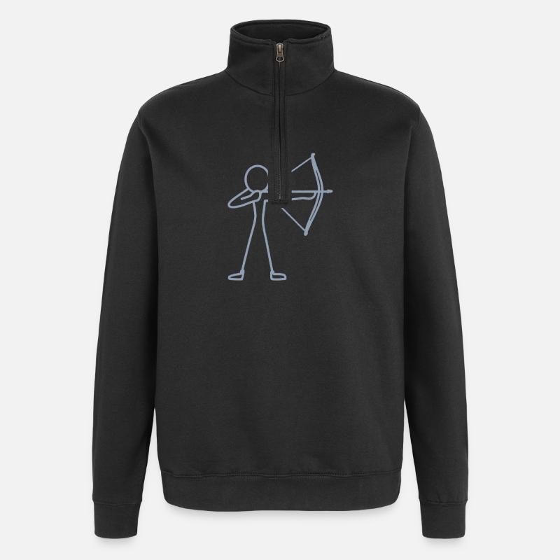 Stick figure bow archery archer - Quarter-Zip Sweatshirt - black