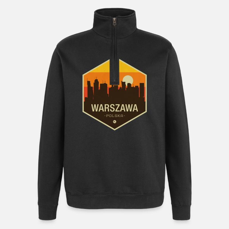Warschau Skyline im Sonnenuntergang - Quarter-Zip-Sweatshirt - Schwarz