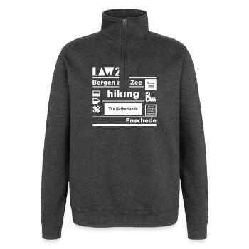 LAW 2 l Bergen aan Zee l Enschede l weiß - Quarter-Zip-Sweatshirt - Anthrazit - Vorne - AI Model Female 172 light (172cm) & AI Model Male 178 dark (178cm)