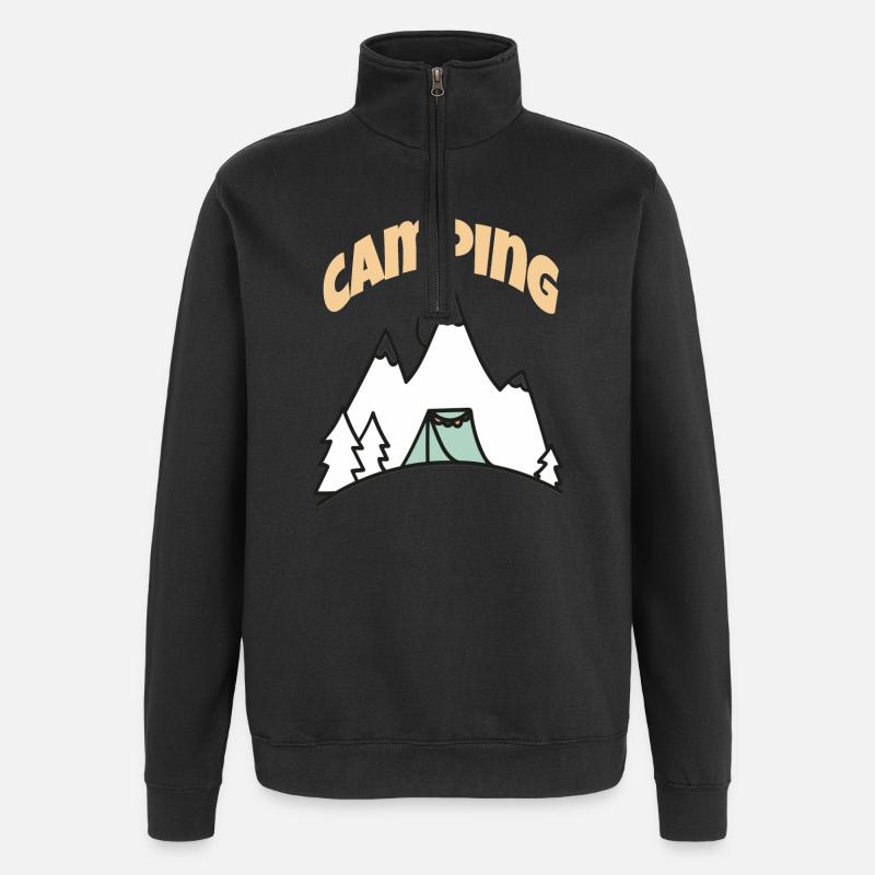 Leben auf dem Campingplatz - Quarter-Zip-Sweatshirt - Schwarz