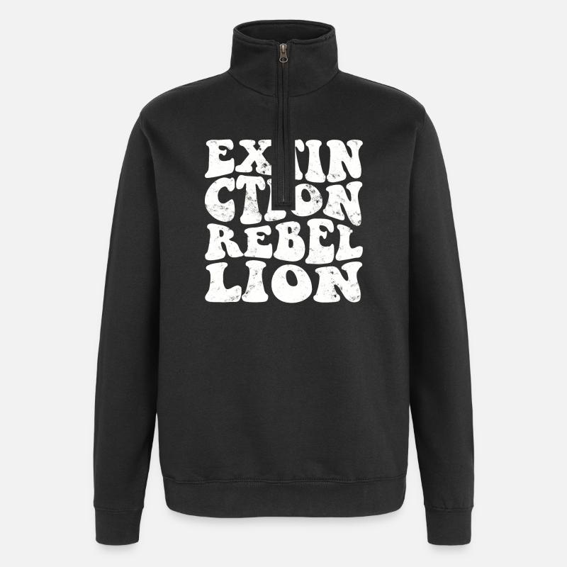 Extinction Rebellion Retro white - Quarter-Zip Sweatshirt - black