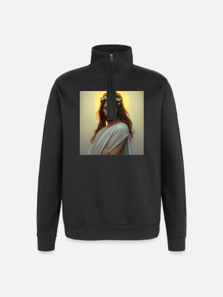 Himmlische Ruhe: Jesusfigur mit Kranz - Quarter-Zip Sweatshirt - black