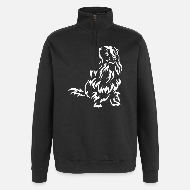 Dackel "Black Edition" - Quarter-Zip-Sweatshirt - Schwarz