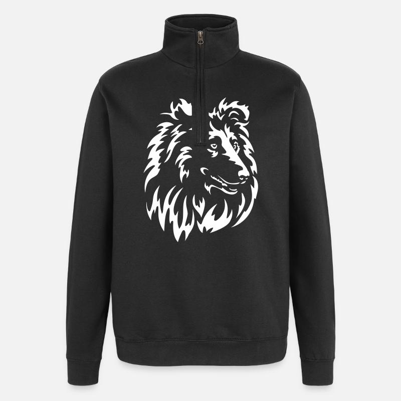 Collie Head "Black Edition" - Quarter-Zip Sweatshirt - black