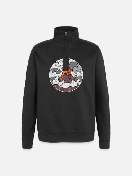 Volcano Mountain Circle Mountains Volcanoes - Quarter-Zip Sweatshirt - black