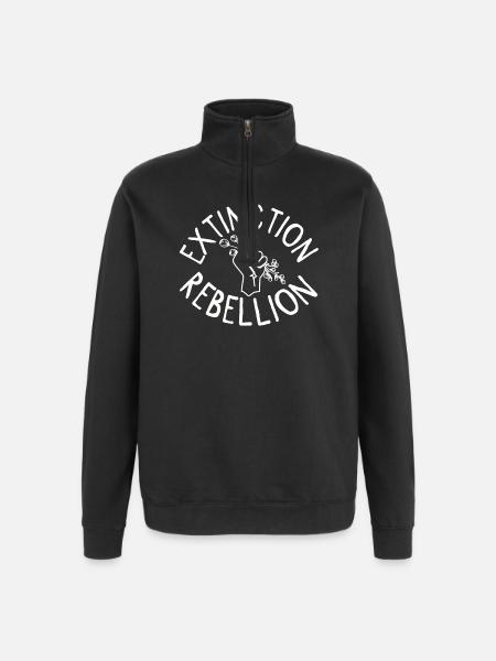 Extinction Rebellion Fist with Bud - Quarter-Zip Sweatshirt - black