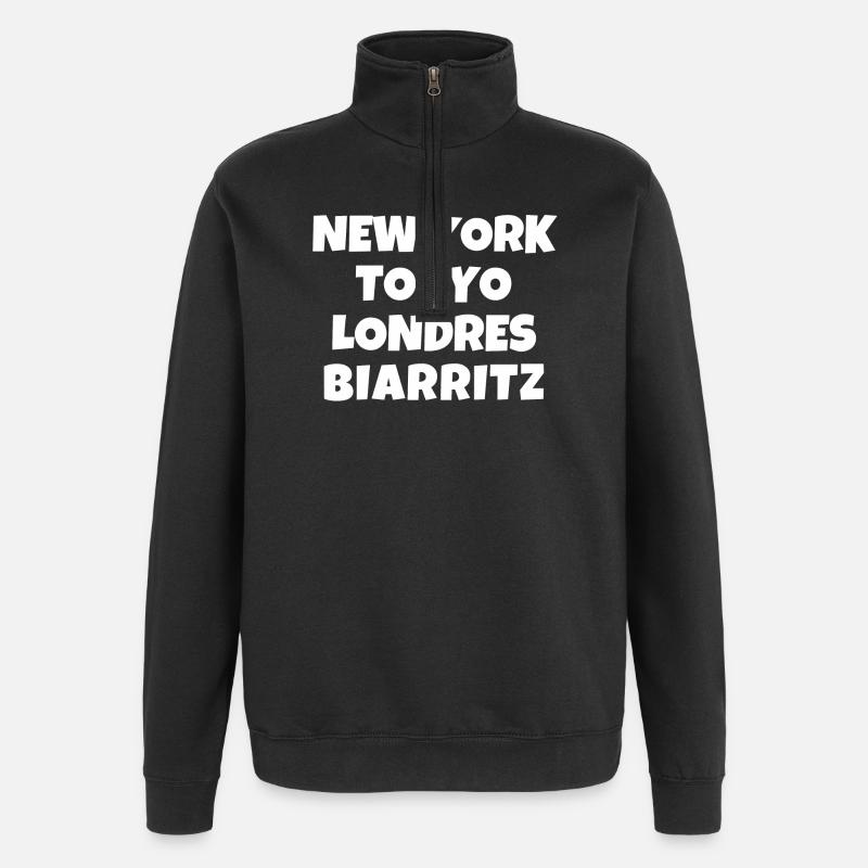 Biarritz, Basque, Basque Country - Quarter-Zip Sweatshirt - black