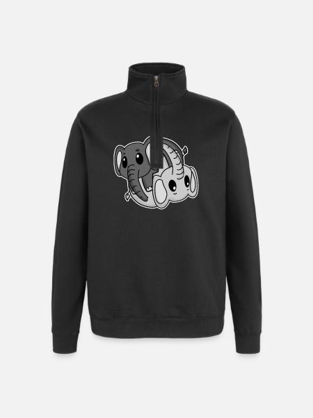 Elephant Yin Yang Symbol - Quarter-Zip Sweatshirt - black