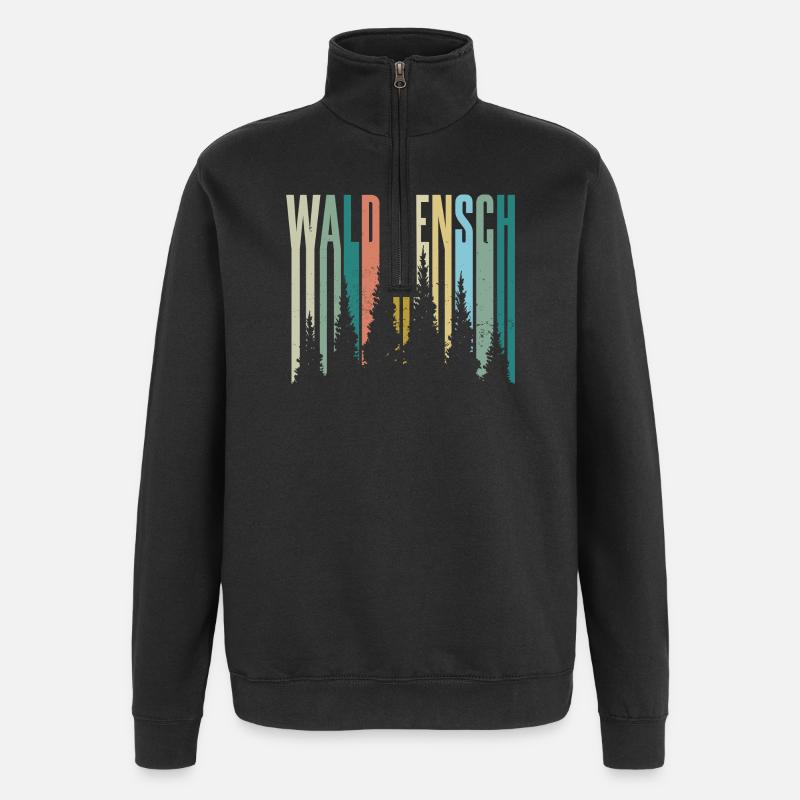 Waldmensch Farbpalette Waldsilhouetten - Quarter-Zip-Sweatshirt - Schwarz
