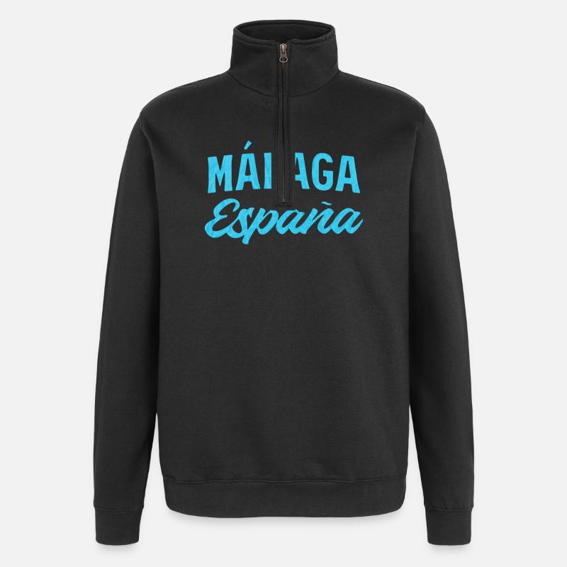 Málaga España Blaues Script-Design - Quarter-Zip-Sweatshirt - Schwarz