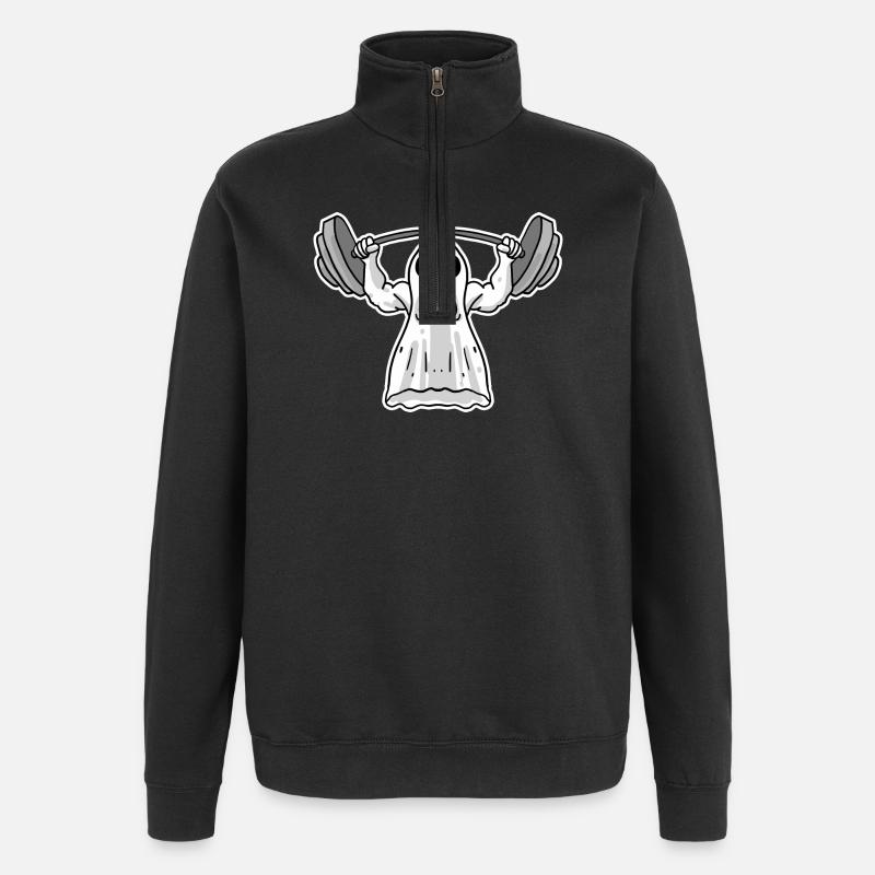 Soulever du poids - Motif fantôme - Sweat à zip 1/4 - noir
