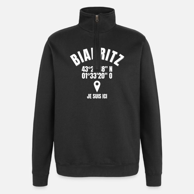 Biarritz, Basque, Basque Country - Quarter-Zip Sweatshirt - black