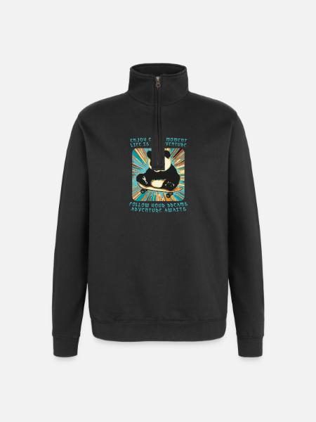 Panda's Adventure on Wheels - Quarter-Zip Sweatshirt - black