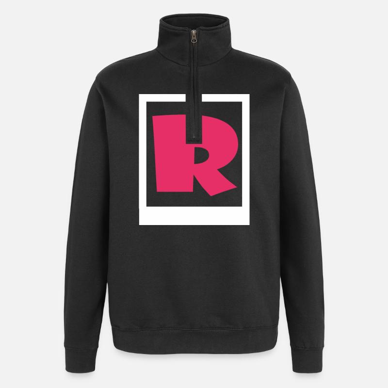 Simple pink gothic R - Quarter-Zip Sweatshirt - black