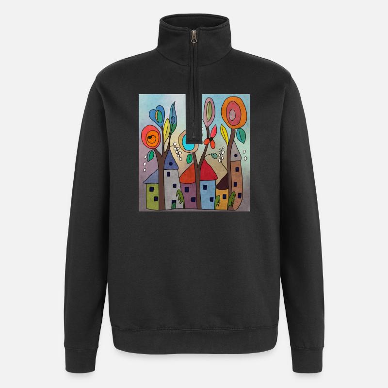 Elfendörfchen - Quarter-Zip-Sweatshirt - Schwarz