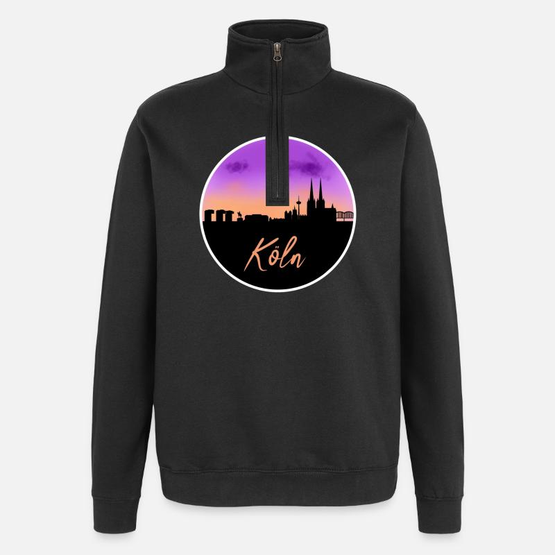 Köln Fine Skyline - Quarter-Zip-Sweatshirt - Schwarz